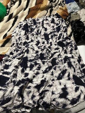 George Navy and White Tie-Dye Strapless Romper
